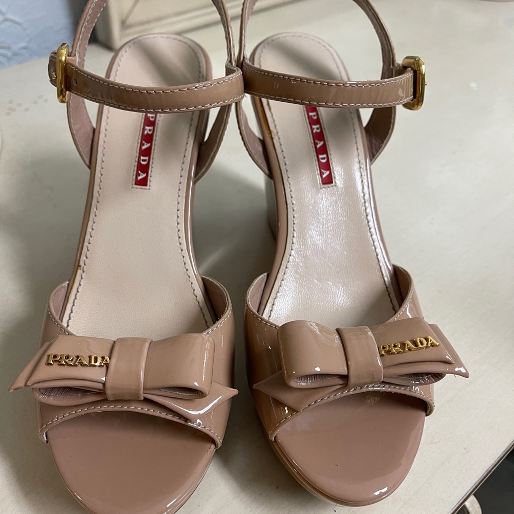 Authentic Prada Wedges neutral in color